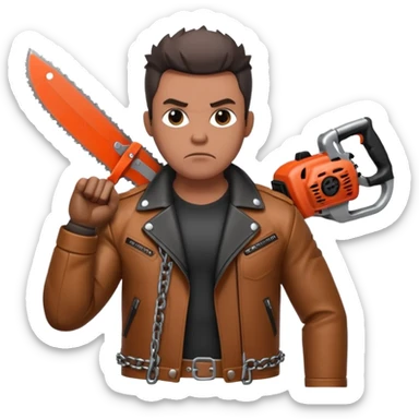 Ashy slashy with chain saw on his right hand sticker