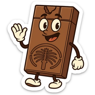 flat toon style chocolate bar with Dubai palm island design sticker