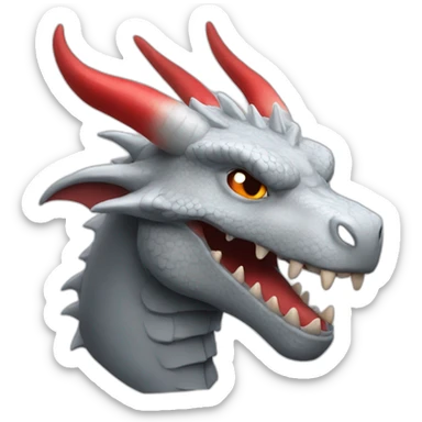 Grey dragon red horns white hair sticker