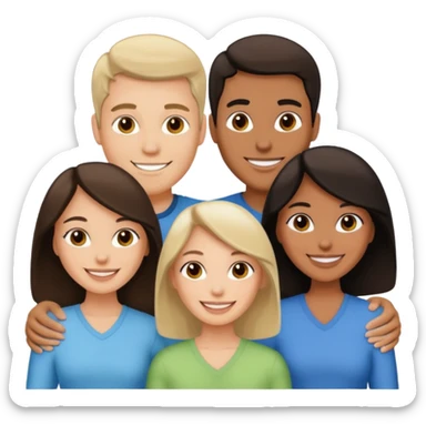 White brunette, American man with two women both are African one is light skin black and one is medium tone black sticker