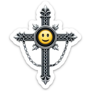 Ein christen kreuz schön verziert mit ketten aber nur in schwarz als Emoji keine Farbe verwenden einzige Farbe schwarz sticker
