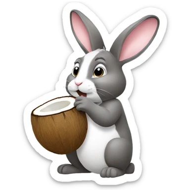 Rabbit drinking coconut  sticker