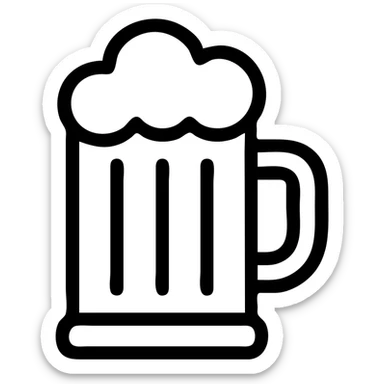 beer mug icon, outlined style, no fill, crisp black lines sticker