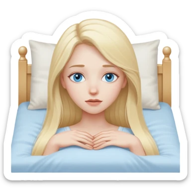 busty pawg long blonde hair pale blue eyes intimate bed pose sfw sticker
