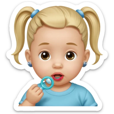 very smalll  baby with ponytail and pacifier sticker