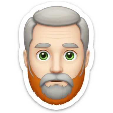 Greenish grey eyed adult man with greyish very short poor hair and a extremely long beard. Pale skin. sticker