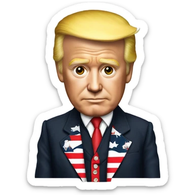 Trump in a don cherry style Canadian flag jacket sticker