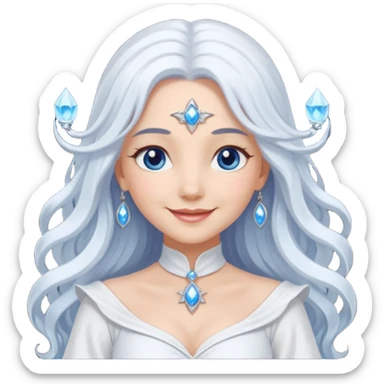 Good Witch of the North from The Wizard of Oz with light skin, blue eyes, long white hair, white outfit sticker