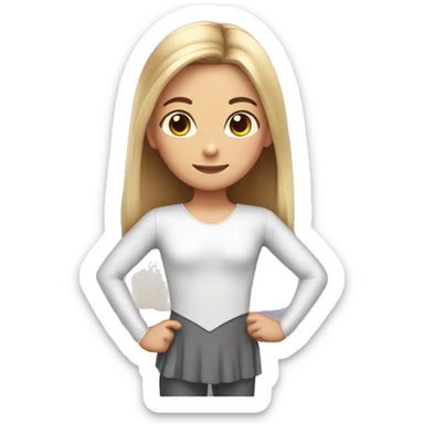 cute girl with long shiny straight hair with ballet uniform sticker