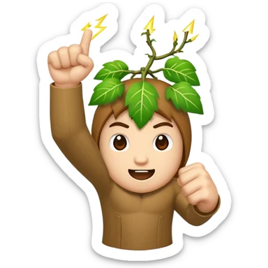 woodland character fist up with vine lightning sticker