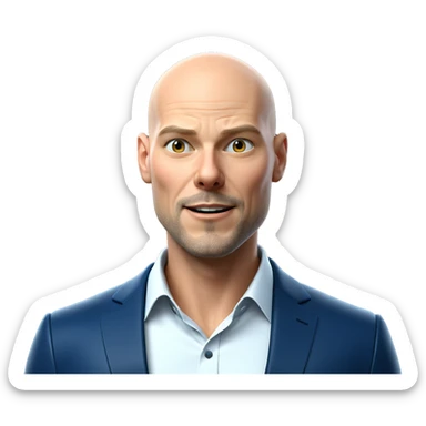 bald man in formal suit sticker