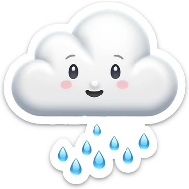 rain cloud object icon, cute cloud with falling water drops, 3D cartoon, soft shadow, mobile game icon style, centered, clean background, no text, no watermark
 sticker