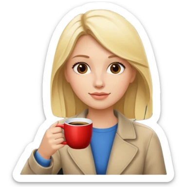 Blonde girl with a cup of coffee in the car sticker