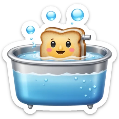 Toaster taking a bath sticker