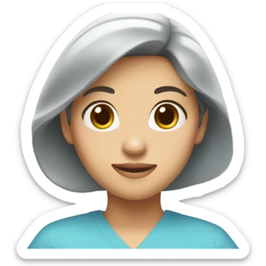 cute Asian nurse with smile, without hat, blue clothes sticker