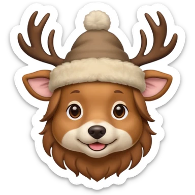Dog in new yaer deer hat sticker