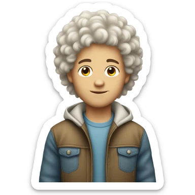 White boy with fluffy hair sticker