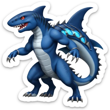 dark-deep-denim-steel-cobalt-blue 4-legged digitigrade land-shark-landhai-gremz-wickerbeast-vernid-sergal-sharpedo-houndoom-hybrid-fusion-creature, full body sticker
