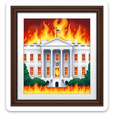 White house up in flames sticker