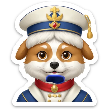 Spitz dog with Napoléon emperorne hat sticker