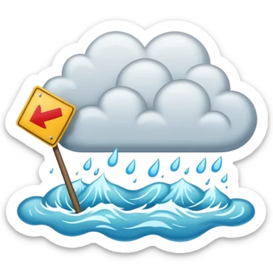 flood with wrong sign pointing or arrow to clouds sticker