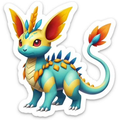 exotic fantasy-creature-Fakémon-Pokémon, full body, with random markings sticker