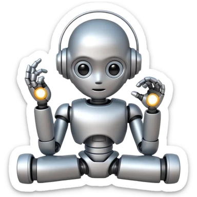 cute robot doing a thinking pose sticker