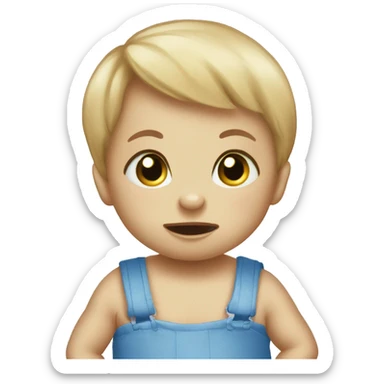 Anxious baby rabbit in blue bodysuit sticker