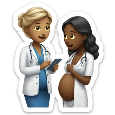 pregnant girl talking to a doctor sticker