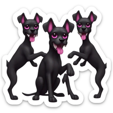 Evil three headed dog black and pink sticker