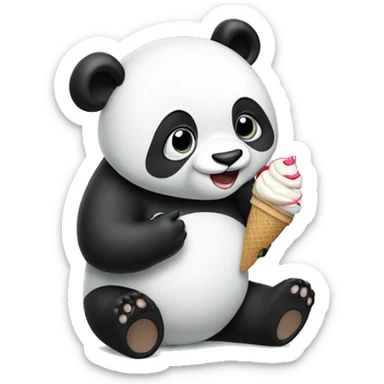 Panda eating ice cream sticker