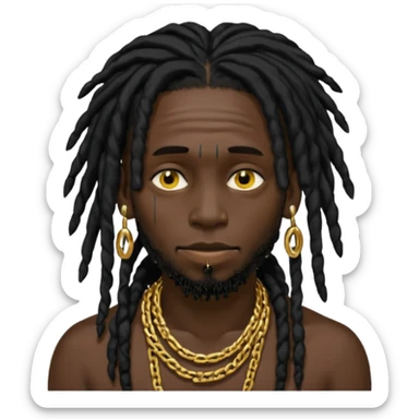 black man with black dreads covering face and percings sticker