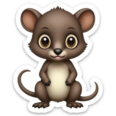 Adorable dark baby edgy animal-hybrid full body, big Eyes, marsupial  sticker