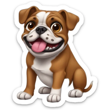 Buldog frances, trompa negra, cara y orejas marrones, sacando la lengua sticker