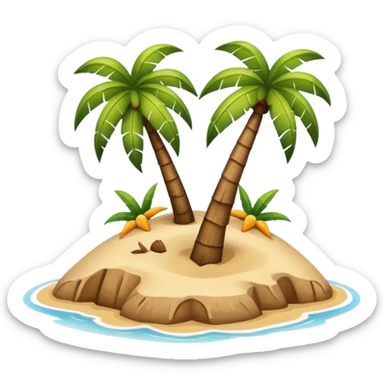 island with a coconut tree and beach sticker