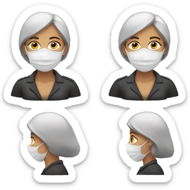 Woman whit security mask sticker