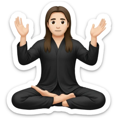 homme au cheveux long qui pratique le qi gong, habits noirs ou blancs sticker