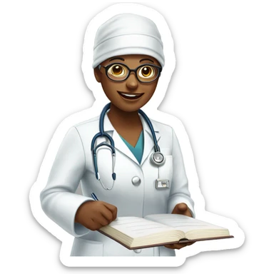 Doctora con lentes y un cuaderno  sticker