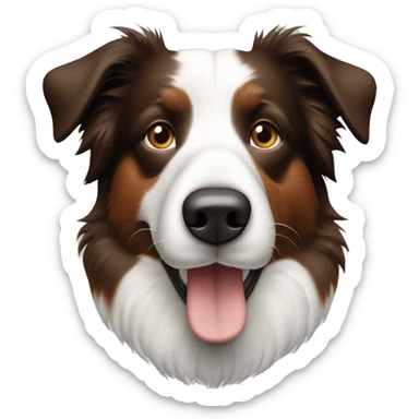 Bordercollie mit braunen und grauen stellen im weißen Gesicht. Spitze Ohren  sticker