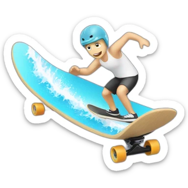 white dude surfing a wave on a skate board sticker