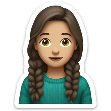 winter, christmas, hispanic, long brown hair, girl, brown eyes, child, full body, teal sweater sticker