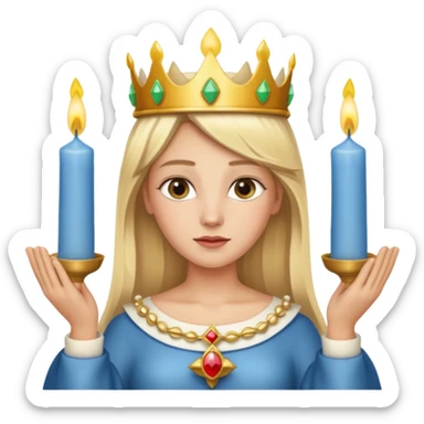 Sankta Lucia med krans och fem ljus i  sticker