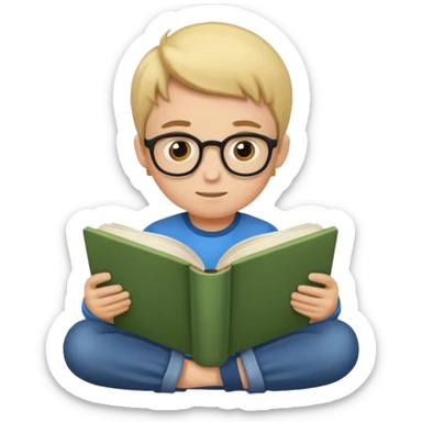 Boy reading books sticker