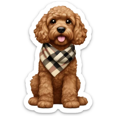 Reddish light brown cockapoo full body with burberry scarf sticker