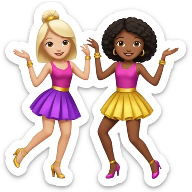 Best friends dancing at a party: one black girl one white girl sticker