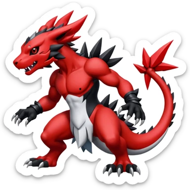 Yveltal-Guilmon-Weregarurumon-fusion-creature (full body) sticker