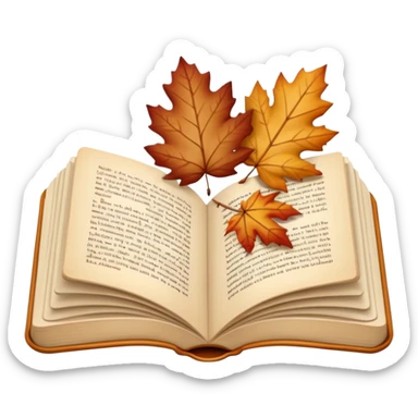 beige autumn open book with leaves on it sticker