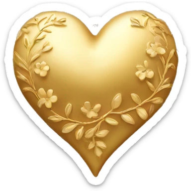 Golden heart with a floral pattern on it  sticker