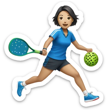 Japanese woman playing pickleball sticker