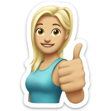a girl with blonde ponytail thumbs up  sticker